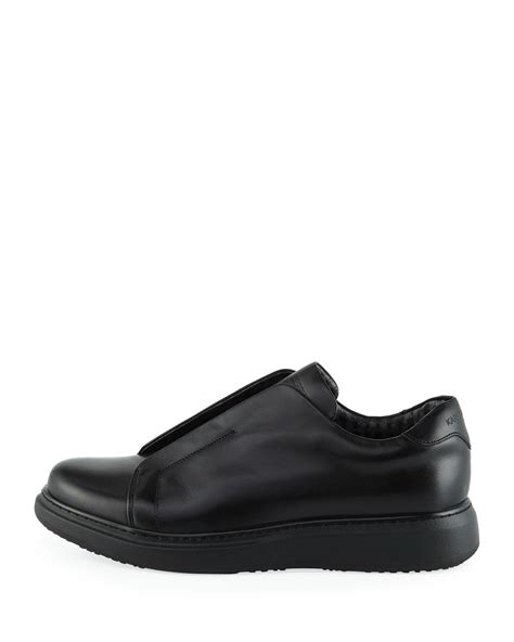 Karl Lagerfeld Leather Laceless Sneakers In Black For Men Lyst