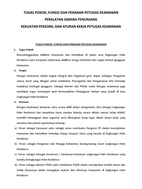 Contoh Tupoksi Petugas Keamanan Pdf