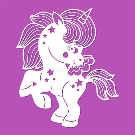 Template For Laser Cutting Pony Unicorn Vector Stock Vector