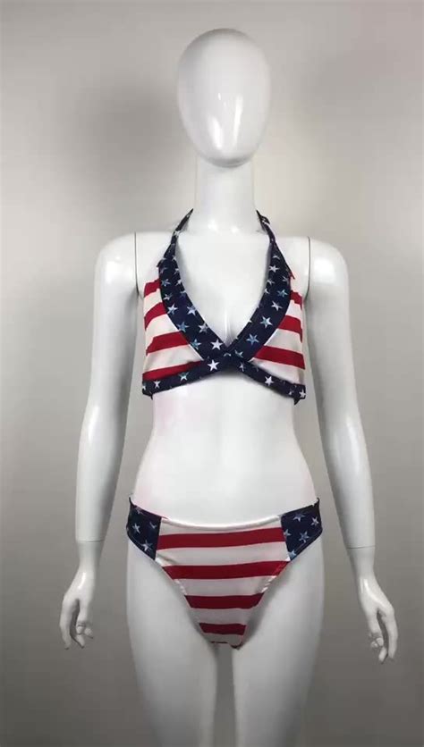 Wholesale Sexy American Flag Bikini Set Women Beachwear Swimwear Buy