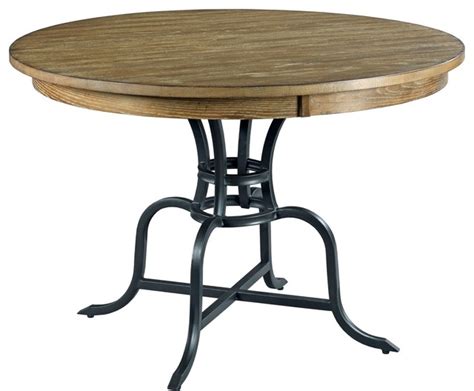 Kincaid Furniture The Nook 54 Round Dining Table With Metal Base Brushed Oak Industrial