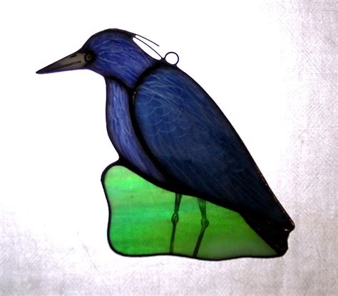 Little Blue Heron Green Heron Glass Studio Stained Glass Art By