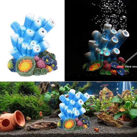 Buy Senlinlv Aquarium Air Bubbler Decoration Blue Coral Starfish Oxygen