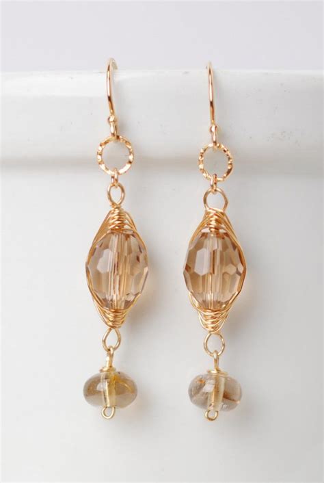 Opal Essence Crystal Herringbone Dangle Earrings Earrings Handmade