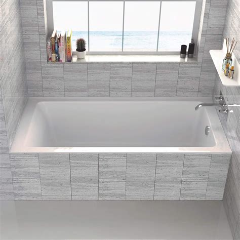 Fine Fixtures Tile-In White Soaking Bathtub, Built in tile flange
