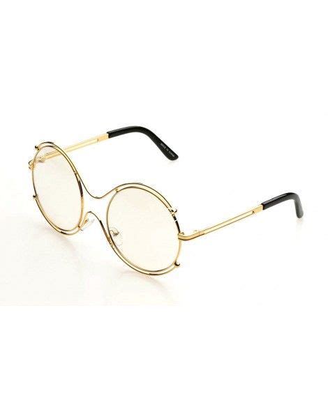 oversize clear lens eye glasses circle round double metal gold frame sunglasses and eyewear eye
