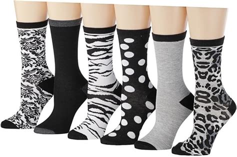 Tipi Toe Womens 6 Pack Colorful Patterned Crew Socks 6 Fc69 3 Fits 9 11