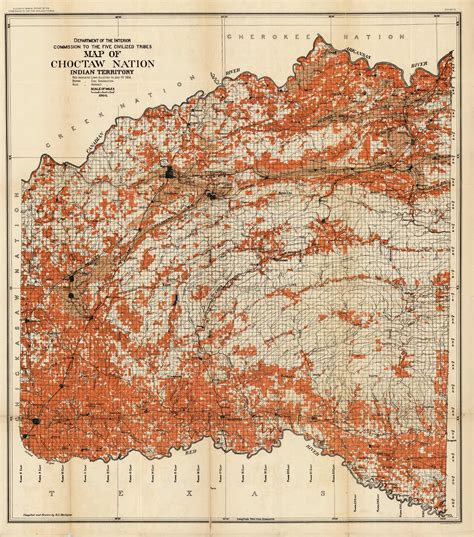 Map Of Choctaw Nation Indian Territory 1904 Art Source International