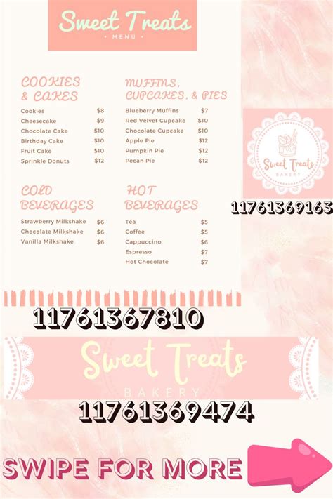 Cute Bakery Cafe Menu Logo Sign Decals For Bloxburg Roblox Cafe Decal