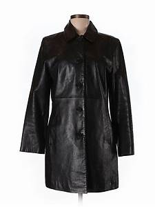 Nine West 100 Leather Solid Black Leather Jacket Size M 95 Off