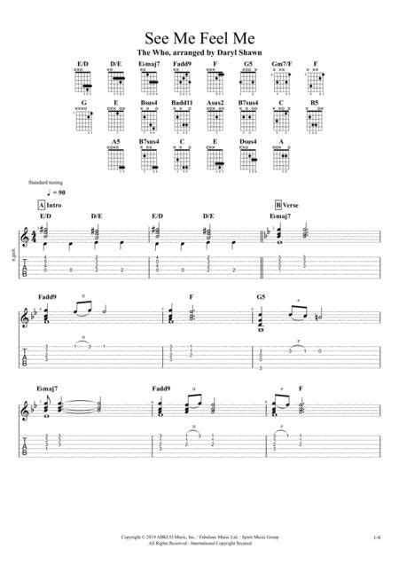 See Me Feel Me The Who For Solo Fingerstyle Guitar Music Sheet Download