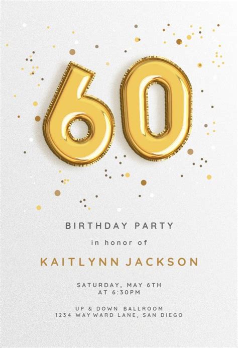 60th Birthday Invitations Templates