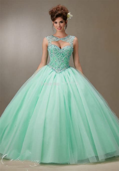 New Arrival Sweetheart Beaded Bodice Ball Gowns Mint Green Quinceanera