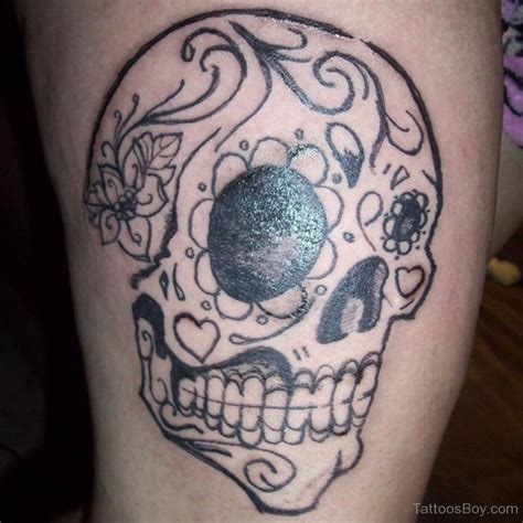Sugar Skull Tattoo On Thigh Tattoo Designs Tattoo Pictures