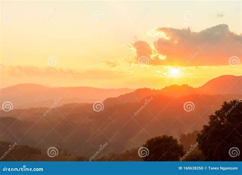 Wonderful Mountain View At Sunset Stock Photo Image Of Orange Bright