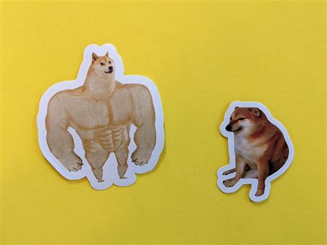 Swole Doge Vs Cheems Stickers Doge Sticker Cute Sticker Etsy