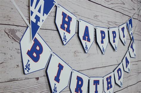 los angeles dodgers happy birthday banner baseball party etsy