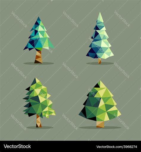 Polygonal Abstract Pine Tree Set Royalty Free Vector Image