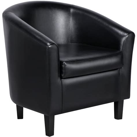 Topeakmart Faux Leather Barrel Accent Chair Tub Chairs For Living Room