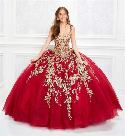 Princesa By Ariana Vara Pr11924 Appliqued Sweetheart Ballgown Red Quinceanera Dresses