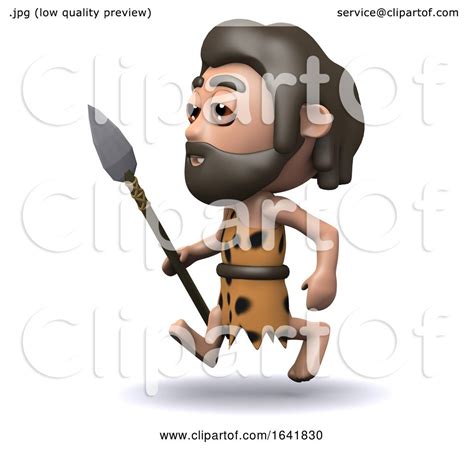 3d Caveman Running With A Spear By Steve Young 1641830