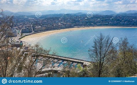 San Sebastian Spain Views Of La Concha Bay From Monte Urgull Stock
