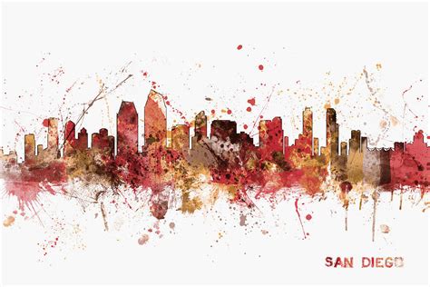 San Diego California Skyline Digital Art By Michael Tompsett