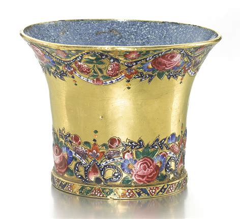 223 a fine qajar gold and polychrome enamelled ghalian cup persia 19th century