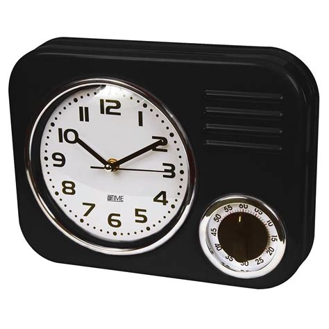 Retro Kitchen Clock And Timer Black At Mighty Ape Nz