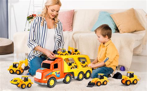 Ihaha Trucks Cars Toys For Boys Toddlers 5 In 1 Construction Truck