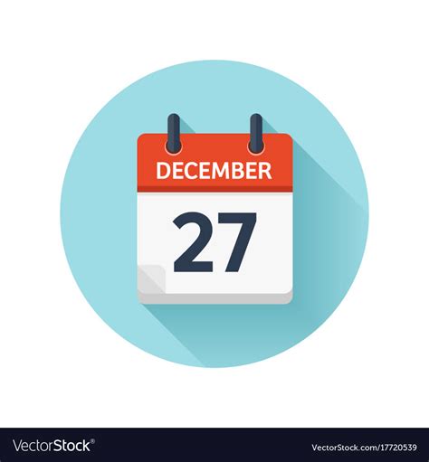 December 27 Flat Daily Calendar Icon Date Vector Image