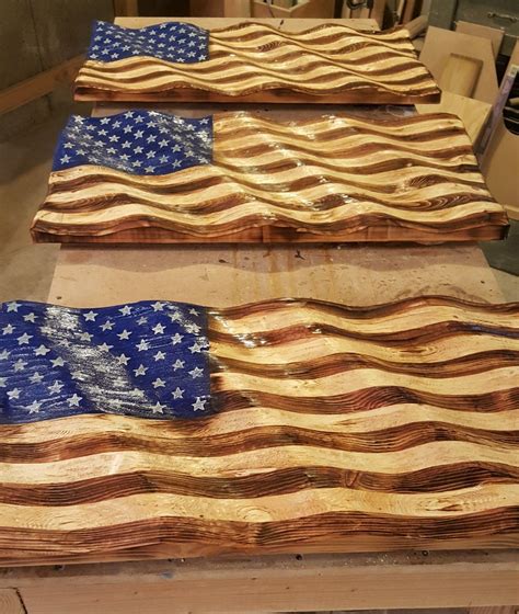 Proud American Carved Flag Wooden Usa Flag Wood American Flag Diy