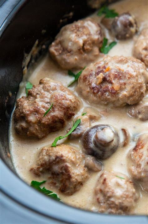 Make your crock pot (from 3 cut stone, 6 charcoal and 6 twigs) quickly, and then let's dive into things. Crock Pot Meatballs with Creamy Mushroom Gravy | The ...