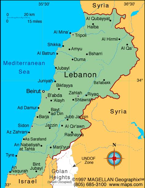 Lebanon Map Infoplease