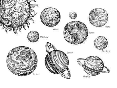 Premium Vector Sketch Solar System Planets Mercury Venus Earth