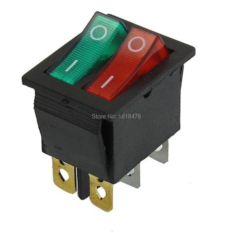 Double Red Green Light Illuminated 6 Pin Spst Onoff Snap In Boat