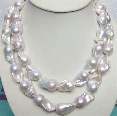 Natural Huge Mm South Sea Genuine White Baroque Pearl Necklace Baroque Pearl Necklace