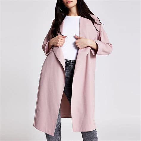 Light Pink Longline Duster Jacket In 2020 Duster Jacket Jackets Coats For Women