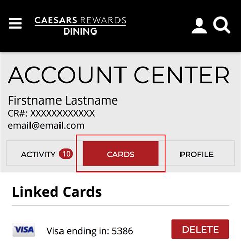 Rewards programs can be a great way to save for a vacation, get cash back for everyday purchases or even buy gift cards for the holiday season. I want to delete a credit card. - Caesars Rewards Dining Help Center