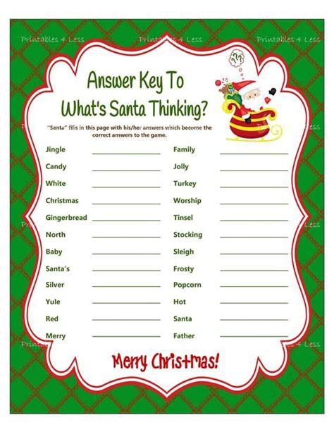 Christmas Game Whats Santa Thinking Christmas Word Etsy Christmas