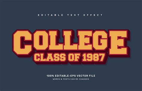 Premium Vector College Editable Text Effect Template