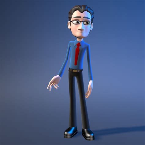 Cartoon Office Character Man 3d Model Rigged Max Obj Fbx