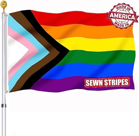 Amazon Com Progress Pride LGBTQ Flag 3x5 Outdoor Sewn Stripes All