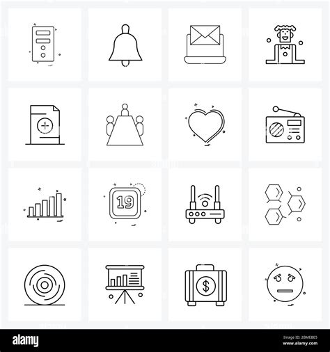 16 Universal Line Icon Pixel Perfect Symbols Of File Entertainment