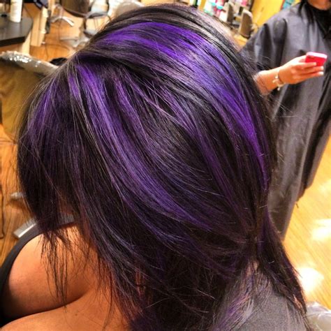 Kristins Purple Highlights Black Hair Dark Hair Purple Highlights