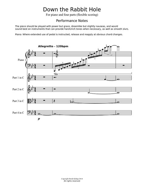Down The Rabbit Hole Sheet Music For Piano Solo