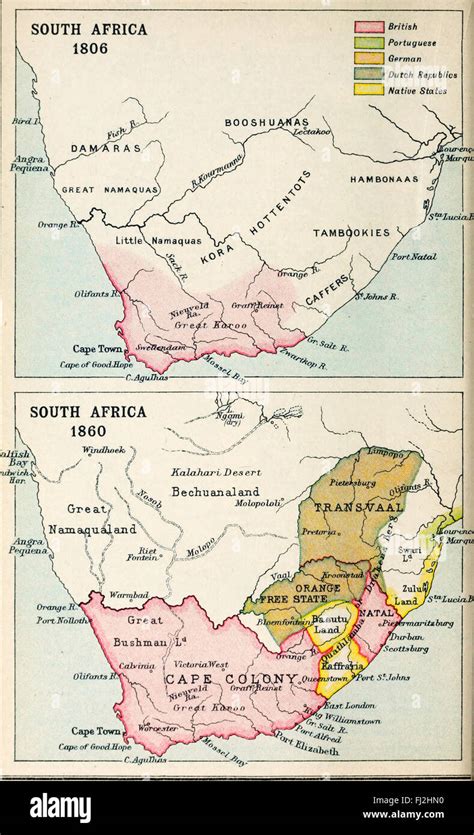 Map Of South Africa 1806 And 1860 Stock Photo Alamy