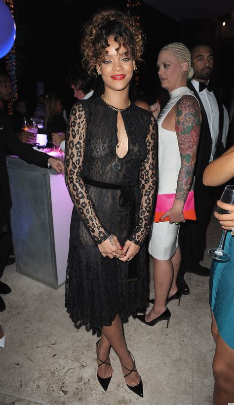 Rihanna Shows Off Nipple Ring In Sheer Dress On New Years Photos