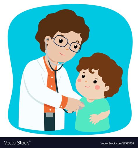 Xalittle Boy On Medical Check Up With Male Vector Image