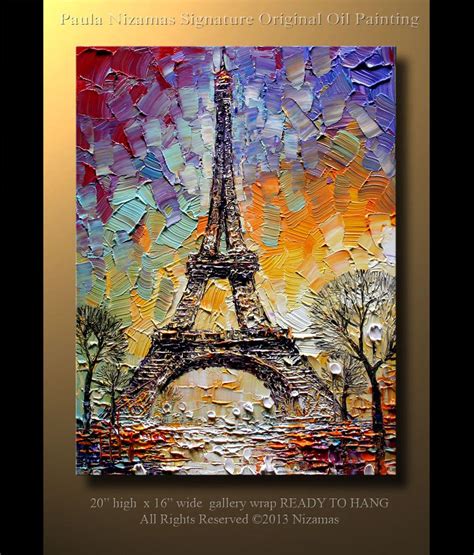 Original Abstract Contemporary Eiffel Tower Oil Painting Heavy Palette